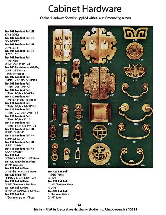 Furniture Hardware - Asian Style - Solid Brass