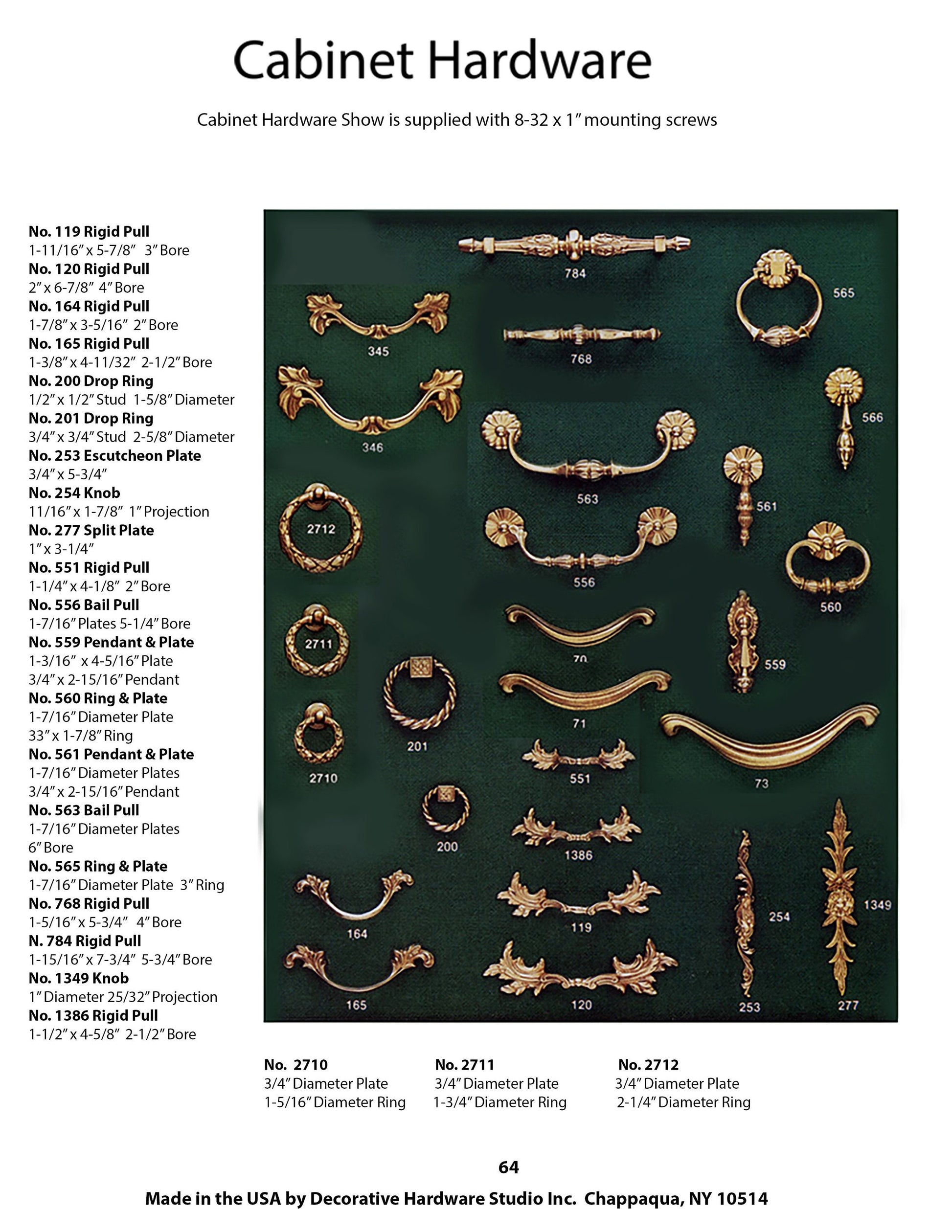 Furniture Hardware - French Style - Solid Brass